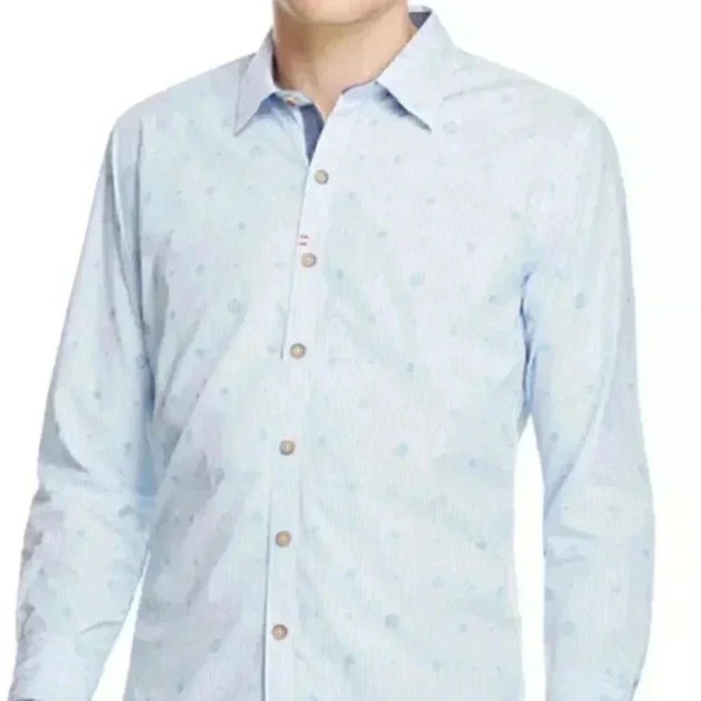 Robert Graham Blue & White Striped Long Sleeve Shirt Mens Sz XL
